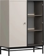 Vitrină cu două uși pe cadru Lorini 100 cm - cașmir / mâner T-bar negru / cadru