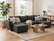 Coltar extensibil in forma de U LIVARO, gri inchis, 305x140 cm