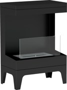 HOMCOM Șemineu pe Bioetanol cu Arzător 0,9L pentru Durată 3,3 Ore, Bioșemineu din Oțel și Sticlă, 38x22x54 cm, Negru | Aosom Romania