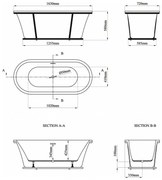 Cada freestanding Inter Ceramic acril alb-gri 163x72 cm cu cadru negru