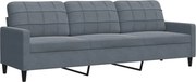 vidaXL Canapea cu 3 locuri, gri închis, 210 cm, material catifea
