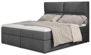 Pat matrimonial Boxspring 160 cm Amebra (gri deschis) (cu saltele și sp. depozitare). 1025389