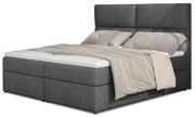Pat matrimonial Boxspring 160 cm Amebra (gri deschis) (cu saltele și sp. depozitare). 1025389