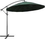 vidaXL Umbrelă de soare suspendată, verde, 3 m, stâlp de aluminiu