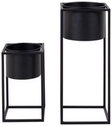 Ghivece din metal negre în set de 2 buc. House Nordic Marla