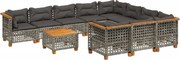 vidaXL Set canapele de grădină cu perne, 11 piese, gri, poliratan