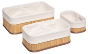 Set 3 cutii depozitare Thai, bambus, textil, 30x20x12cm, 25x15x10cm, 20x10x8cm
