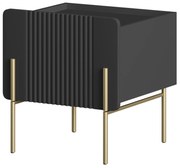 Noptieră Malmi 45 cm cu sertar - negru mat / picioare aurii