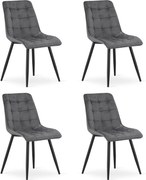 Set 4 Scaune Bucatarie/Dining Spirit Catifea Gri Inchis