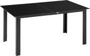 Outsunny Masă de Grădină cu Blat din Sticlă Temperată 150x90 cm pentru 6 Persoane, Masă de Luat Prânzul din Aluminiu pentru Exterior, Patio, Terasă, Balcon, Negru | Aosom Romania