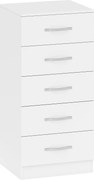 HOMCOM Comodă cu 5 Sertare, Design Modern, Slim, cu Mânere Argintii, Ideală pentru Dormitor, Cameră, Hol sau Living, Dimensiuni 40x35x85 cm, Alb | Aosom Romania