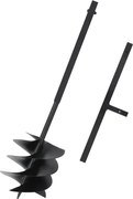 vidaXL Burghiu de pământ cu mâner, negru, 250 mm, oțel