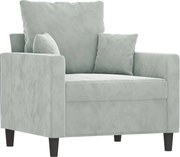 vidaXL Fotoliu canapea, gri deschis, 60 cm, catifea