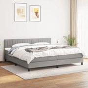 vidaXL Pat box spring cu saltea, gri deschis, 200x200 cm, textil