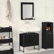 vidaXL Set de mobilier pentru baie cu ușă 2 pcs Negru 60 x 33 x 60 cm