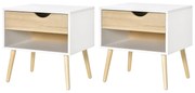 HOMCOM Noptiere Moderne cu Sertar și Raft, Design Modern și Funcțional, Ideal pentru Cameră de Dormit, Albastru | Aosom Romania