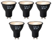 Set de 5 becuri LED GU10 negre, reglabile, 7W, 430 lm, 2700K