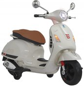 Motocicleta Electrica cu Acumulator Pentru Copii NOVOKIDS™ Vespa Classic Scooter, Pornire la cheie, Lungime 102 cm, 3-8 ani, Max 30 kg, Alb