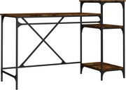 vidaXL Birou cu rafturi stejar fumuriu 135x50x90 cm lemn compozit/fier