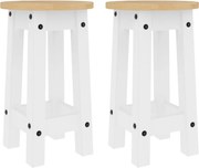 vidaXL Scaune de bar, 2 buc., alb, lemn masiv de pin