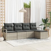 vidaXL Set de canapele pentru grădină 5 pcs Gri deschis Rattan poli