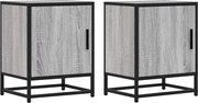 vidaXL Noptiere 2 buc Gri Sonoma 40x31x50 cm lemn prelucrat și metal