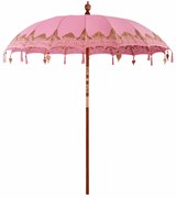 vidaXL Parasol Balinez Roz (210-220) x 260 cm Bumbac și lemn masiv