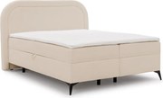 Pat boxspring bej cu spațiu de depozitare 200x200 cm Ornes – Ropez