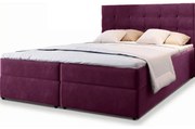 Pat tapitat boxspring GLORIEN 140x200 cm purpuriu Saltea: Saltea cu arcuri Bonell