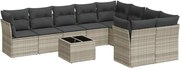 vidaXL Set canapele de grădină cu perne 10 piese gri deschis poliratan