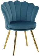 HOMCOM Fotoliu coquillage fotoliu de coafură fotoliu din catifea fotoliu de salon cu picioare din metal dorat bleu | Aosom Romania