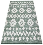 Covor ECO SISAL BOHO MOROC Etno Zig zag 22319 franjuri - două niveluri de lână verde / cremă, covor reciclat