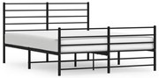 Cadru pat metalic cu tablie de cap/picioare, negru, 120x200 cm