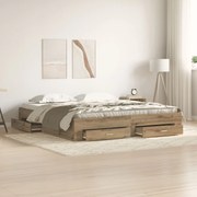 vidaXL Cadru de pat cu sertare cu sertar stejar artizanal 180 x 200 cm