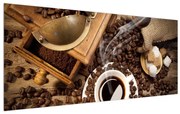 Tablou ceașca de cafea și boabe de cafea (120x50 cm), în 40 de alte dimensiuni noi