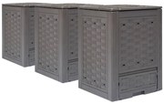vidaXL Compostoare grădină 3 buc. maro 60x60x83 cm 900 L plastic ratan