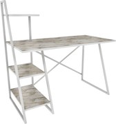 Birou ADMIRA, bej cu efect de marmura/alb, PAL melaminat/metal, 120x60