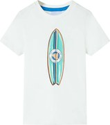 vidaXL Tricou pentru copii cu mâneci scurte, ecru, 128