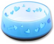 Bol de plastic albastru pentru pisici LOVE BOWL