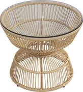 Outsunny Masă laterală pentru exterior, masă de grădină din ratan, blat din sticlă, PE-ratan, 60 cm x 60 cm x 50 cm, natural | Aosom Romania