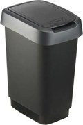ROTHO Coş de gunoi SWING TWIST, negru şi argintiu 10 l