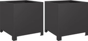 vidaXL Jardiniere de grădină 2 buc., negru, 40x40x40 cm, oțel