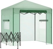 Outsunny Seră Seră Seră cu Ușă și Fereastră Rulante PE Oțel Verde Închis 238 x 178 x 240 cm | Aosom Romania