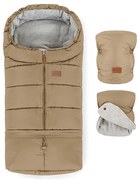 PETITE&MARS Set sac de iarnă 3în1 JIBOT + mânuși cărucior maro