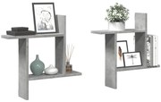 vidaXL Rafturi perete, 2 buc., gri beton, 50x12x50 cm, lemn prelucrat