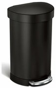 Simplehuman Coș de gunoi cu pedală semirotundă cucadru din oțel inoxidabil 45 l, negru