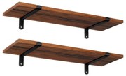 Set de 2 polițe de perete SHELFY maro/negru