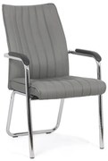 Scaun vizitatori gri HRC 614 din piele ecologică și cadrul cromat metalic