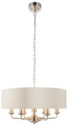 Endon 94357 - Candelabru suspendat pe lanț HIGHCLERE 6xE14/40W/230V bej/crom mat