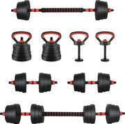 vidaXL Set Haltere, Bară și Kettlebell 4 în 1 20kg 20kg Negru și roșu